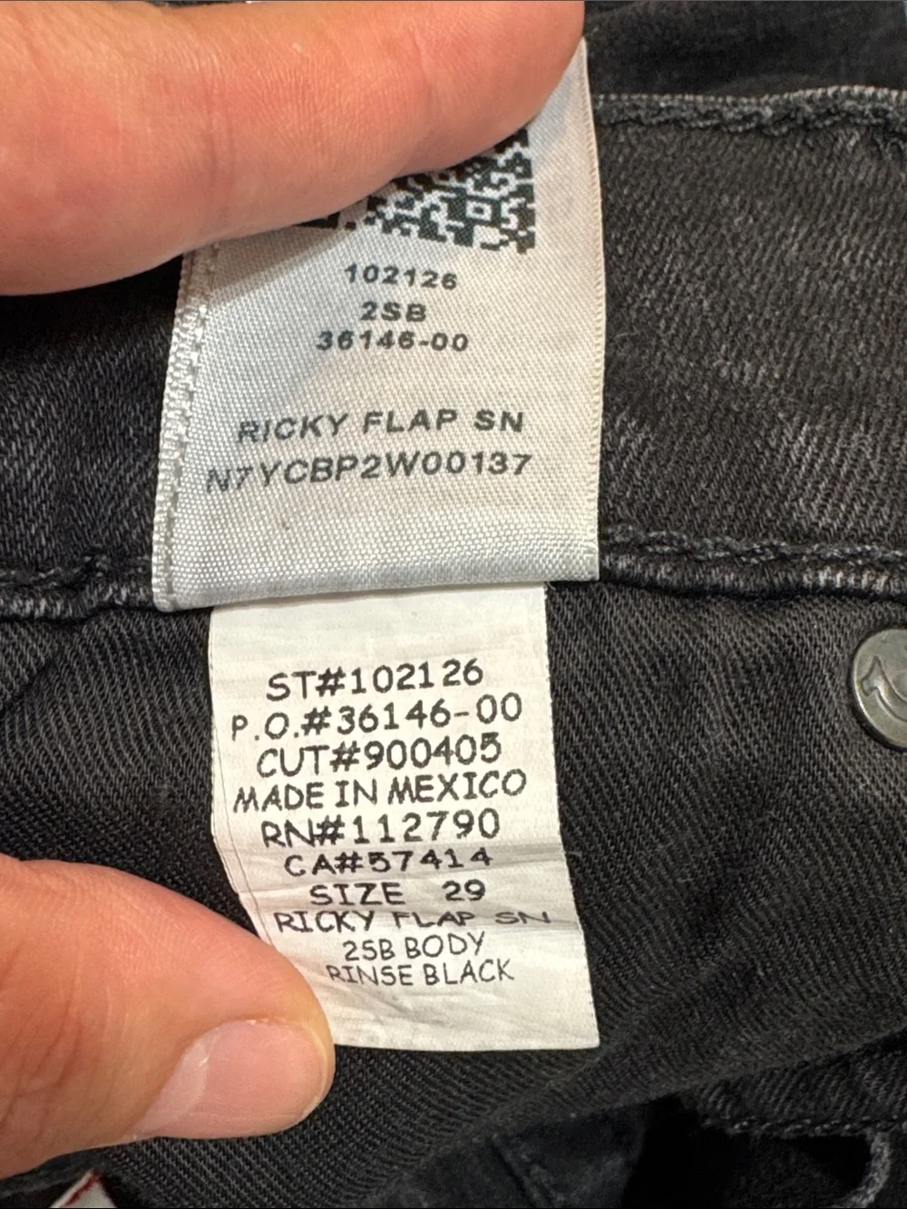 True Religion Jeans Ricky 29 Men's Black Straight-Leg Distressed & Stains